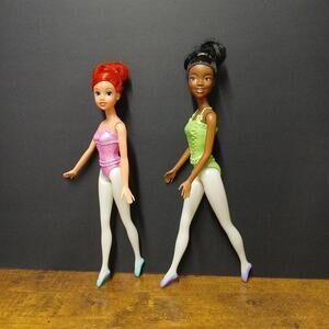 Lot of 2 Mattel Disney Ballerina Dolls, Ariel & Tiana